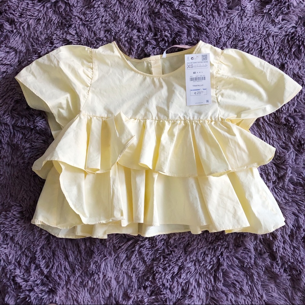 Zara Yellow Ruffle Crop Top - Picture 4 of 8